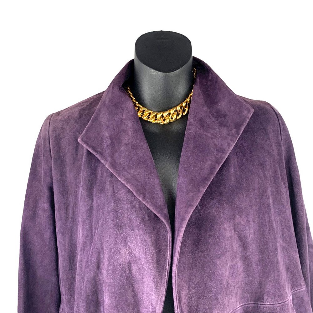 EILEEN FISHER Eggplant Italian Goat Suede Swing Jacket